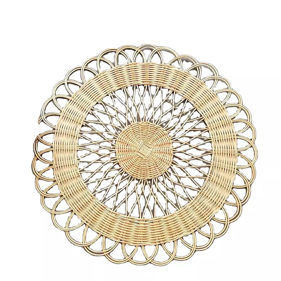 High Quality Wicker Rattan Dining Table Mats / Wooden Cork Charger Plates Alternatives Mats