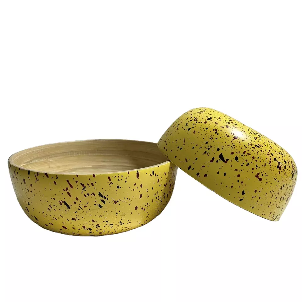 terrazzo Spun bamboo bowl set, High quality hand coiled foodsafe bamboo bowls
