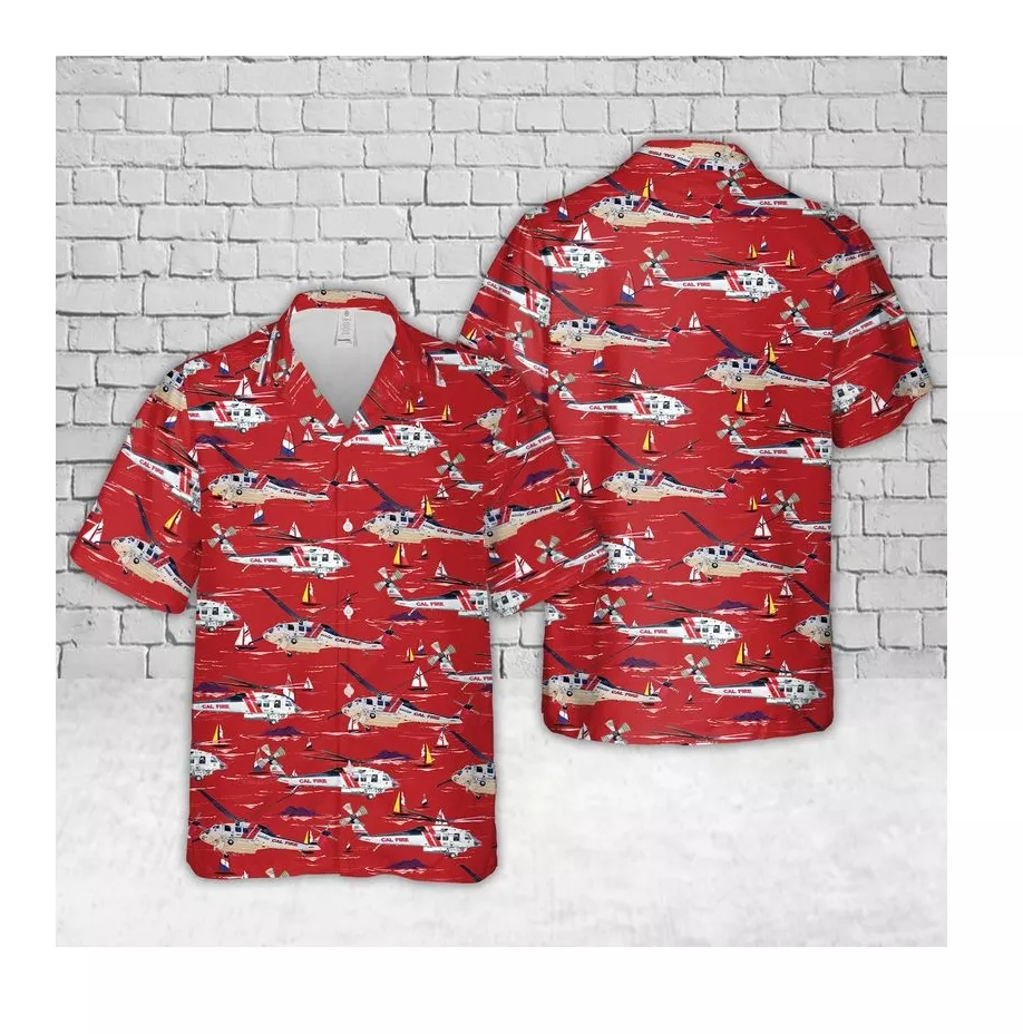 Wholesale 2022 New Collection High Quality Cal Fire Helicopters 301 Hawaiian Shirts For Men Contact us for Best Price
