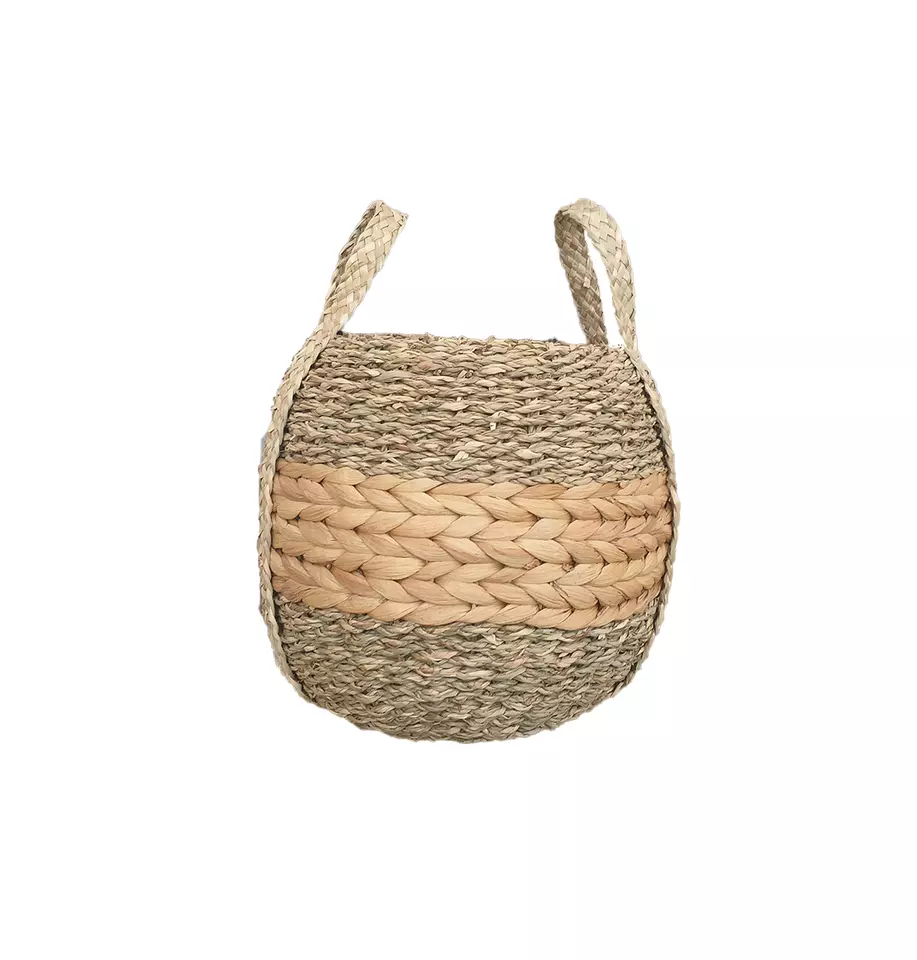 Top Wholesaler Good Price Low MOQ Best Selling Brand Water hyacitnth & seagrass storage baskets w/handle OEM ODM Service