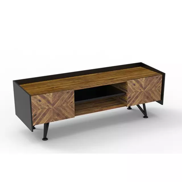1400x400x550 mm Adjustable Antique Acacia Indoor Brown Living Room Furniture Herring Bones B TV cabinet IL003