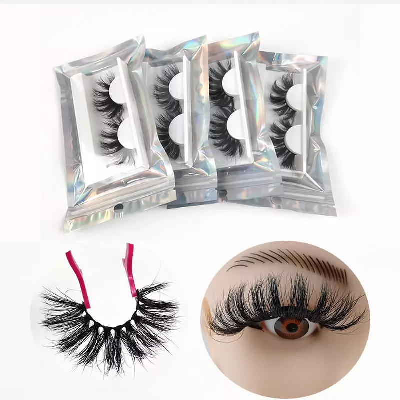 Black Custom CC Mink Lahes 15 - 20 mm 3d Mink Fur Strip Eyelash Eyelashes Cotton Band Lash Customized Package Accepted