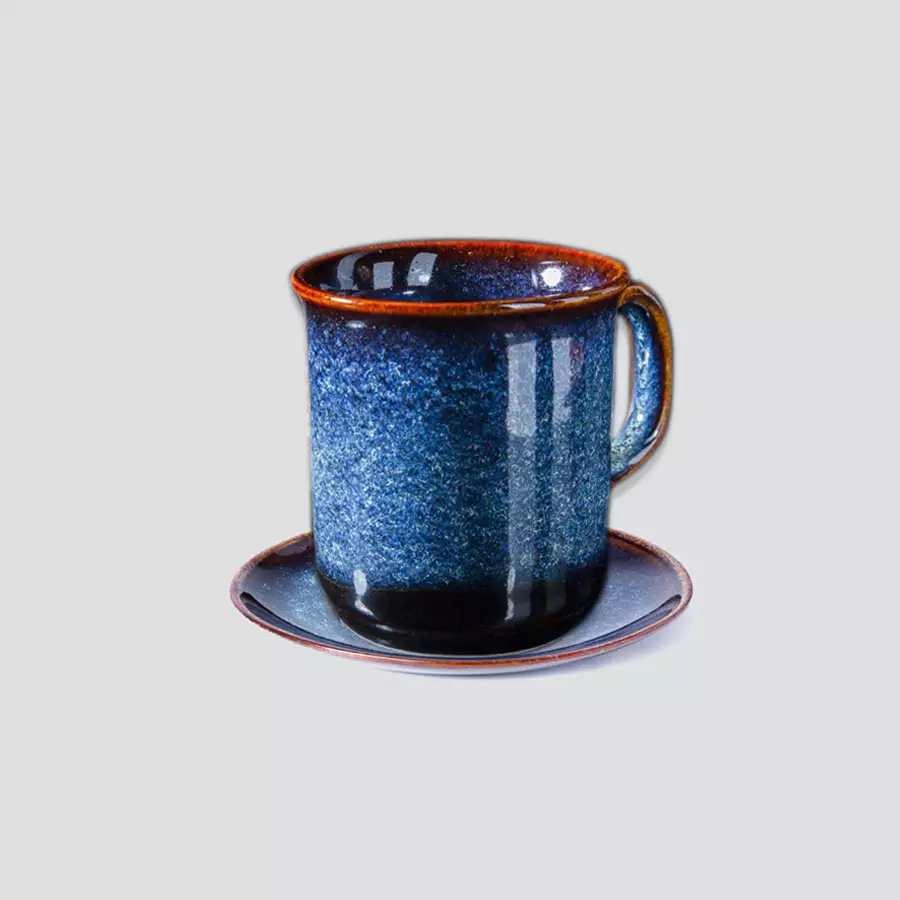 Ceramic Tea Cup Blue Ocean Waves Tea & Coffee Mug with handle 8.5.9.5 cm