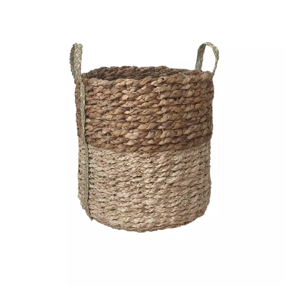 Household Fruit Vegetable Basket OEM ODM Service Accept Custom Water hyacinth & corn husk storage baskets w/handle