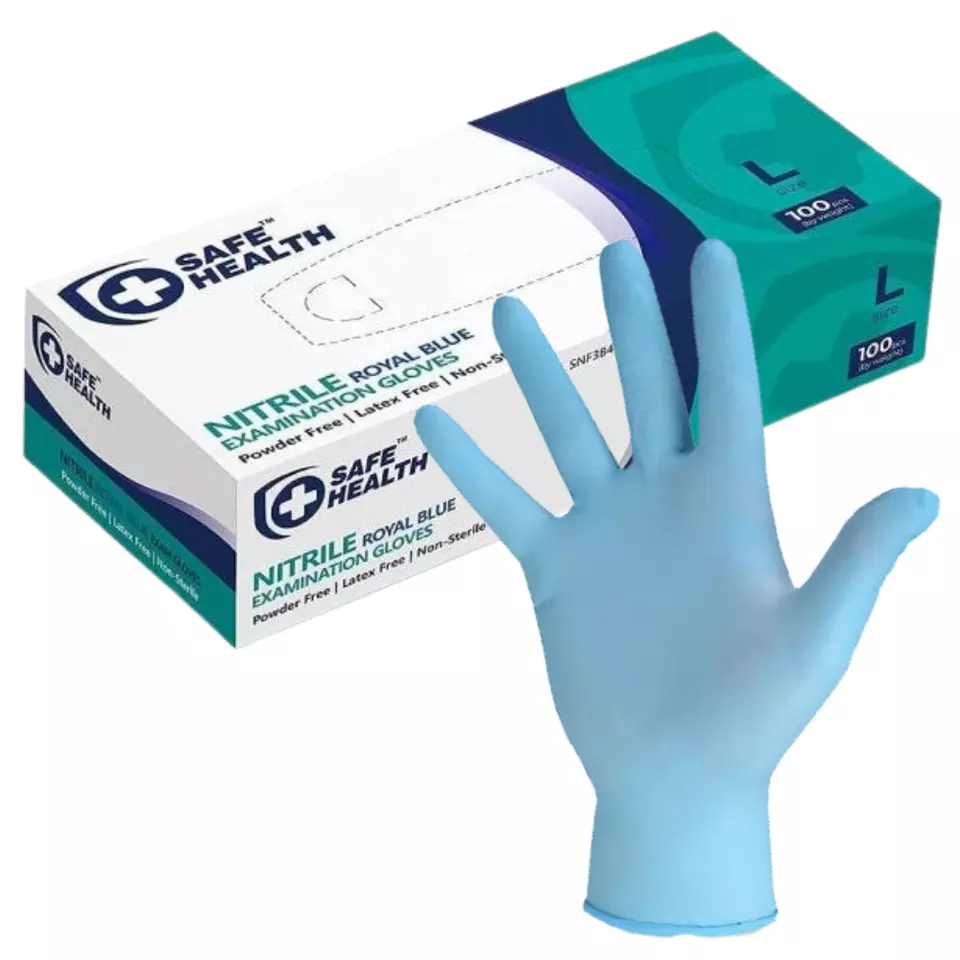 Nitrile Glo ves Disposable Blue Industrial Use Latex & Powder Free Ambidextrous Large & Small Size for Sale