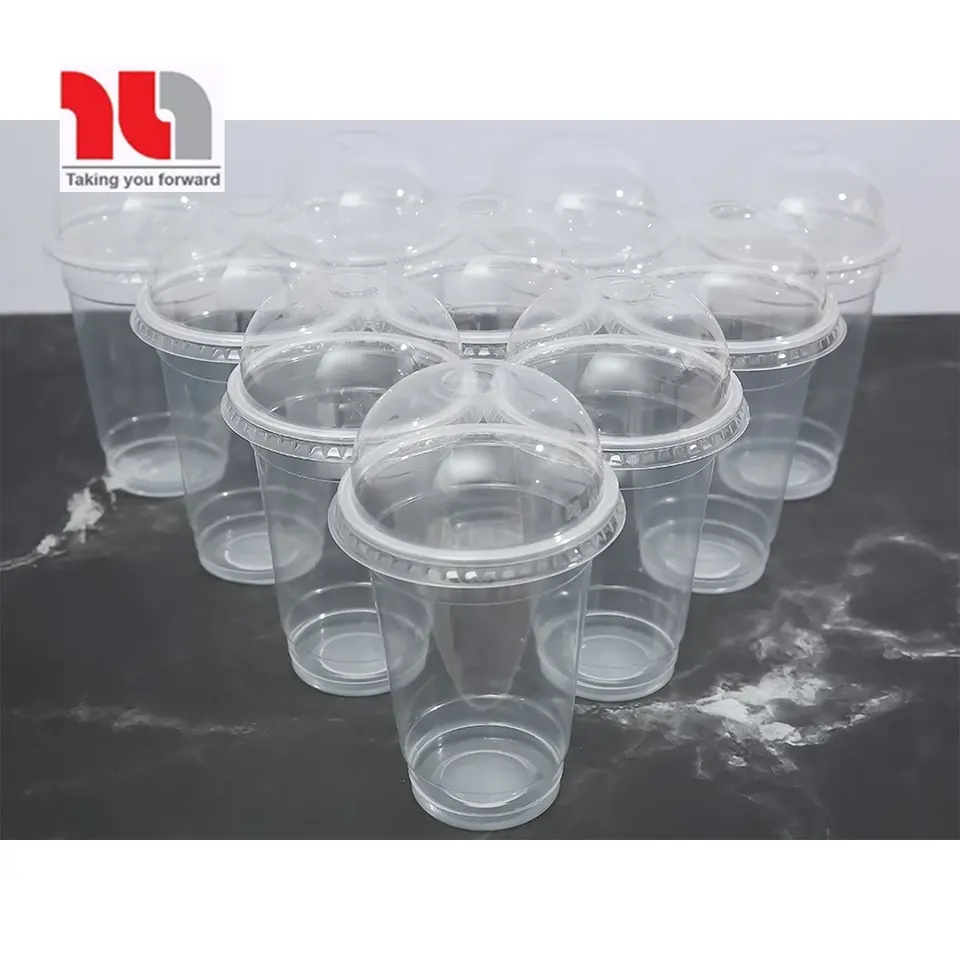 PET material disposable plastic cup with dome lids