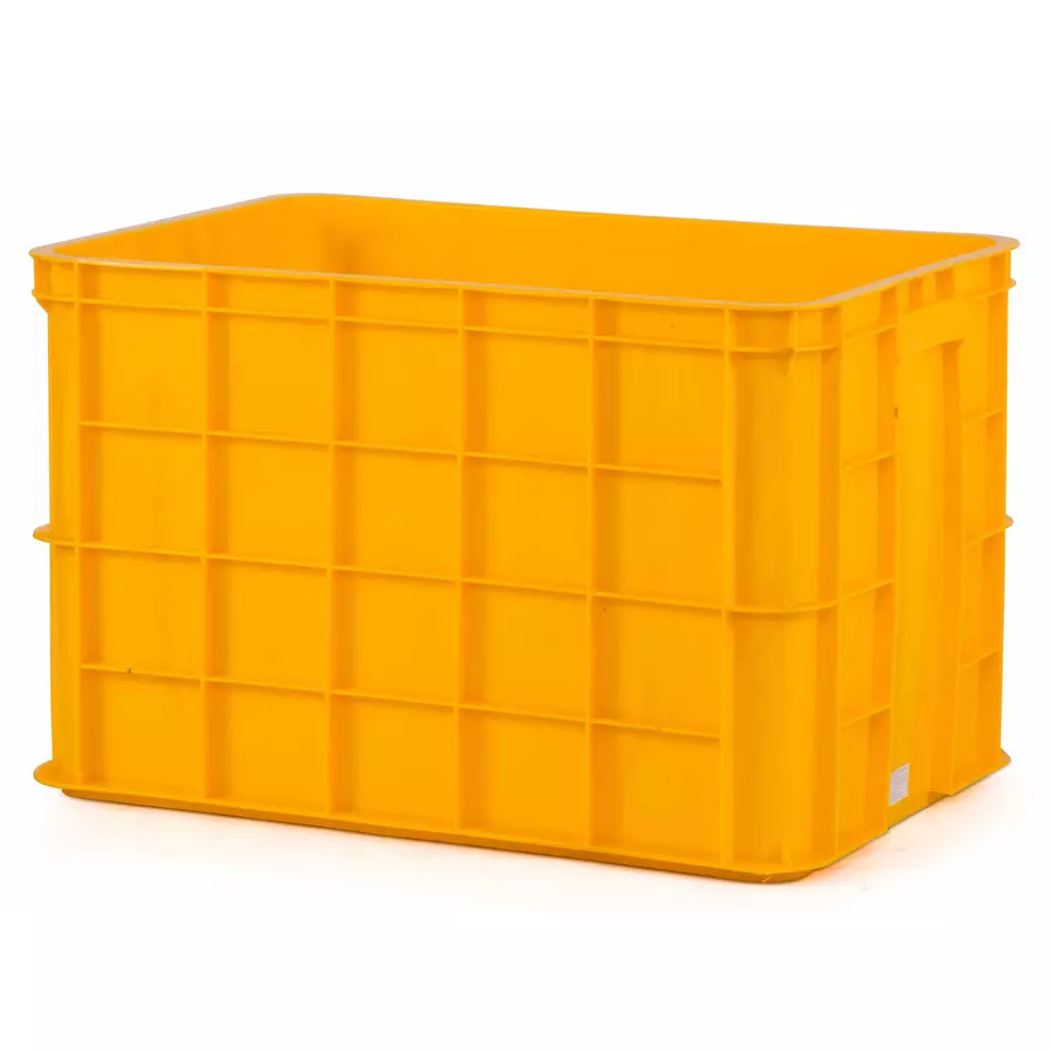 Customized Mesh Plastic Crates Basket Empty Virgin HDPE Storage Tray Solid Side Container