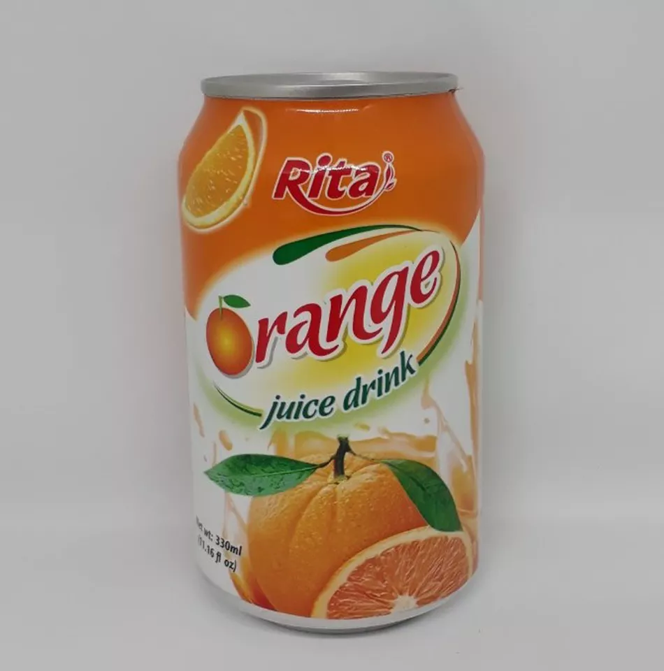Fresh orange juice drink in tin can 330ml 250ml