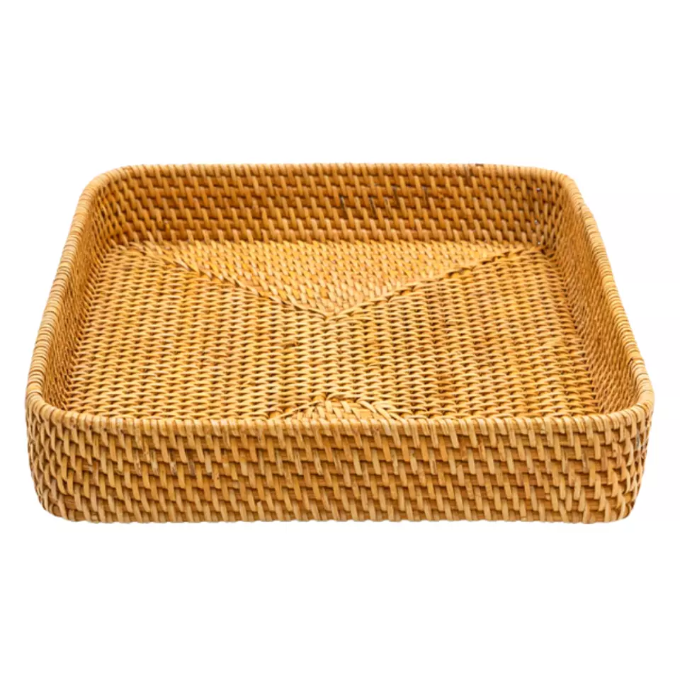 Hot Sale Hand-Woven Fruit Rectangle Rattan Tray Storage Bread Basket Handicraft Serving Tray Home Decoration From Viet Nam