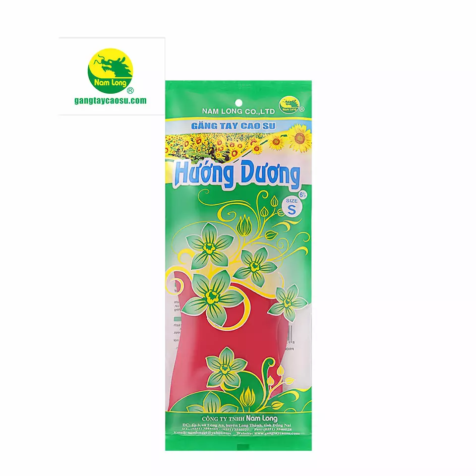 Huong Duong Nature Rubber Household Gloves size S (25cm) safe for skin hand use for washing and cleaning