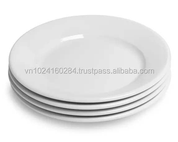 Manufacturer Wholesale Hotel White Ceramic Dinner Plate, Restaurant 6 inch 14 inch Porcelain Flat Plate Sets