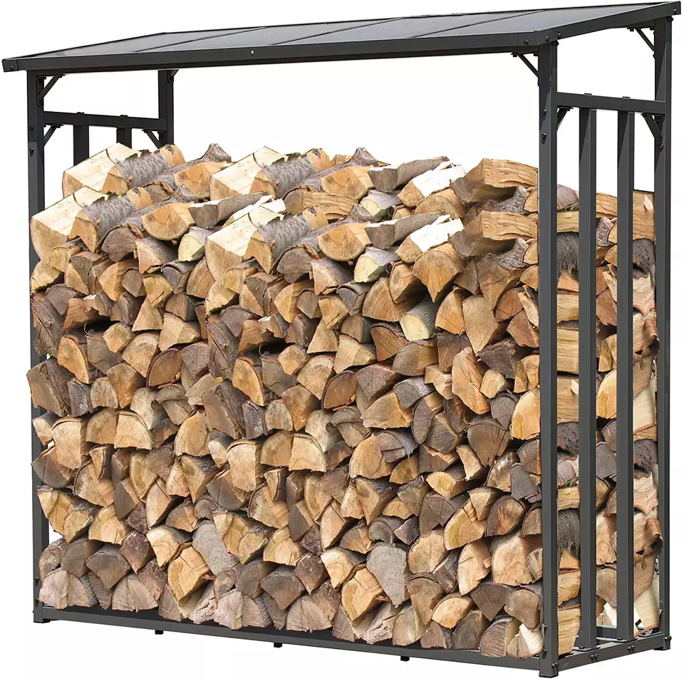 LEMO Metal Log Rack, 185 x 70 x 185 cm, Garden Log Rack,Firewood Storage Stacking Aid for Outside