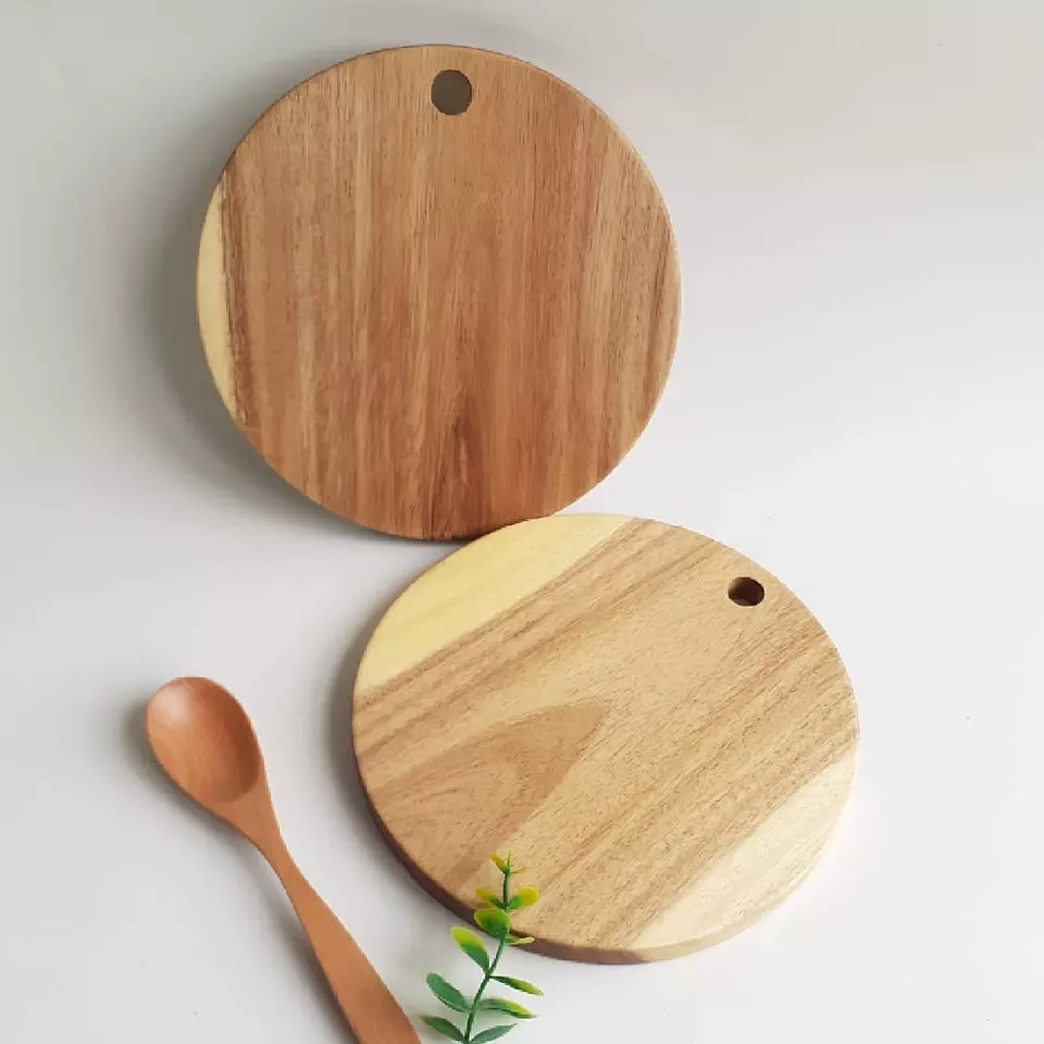 Round Cutting Board Wooden Household Kitchen Natural Solid Chopping Board Chopping Blocks Eco Friendly