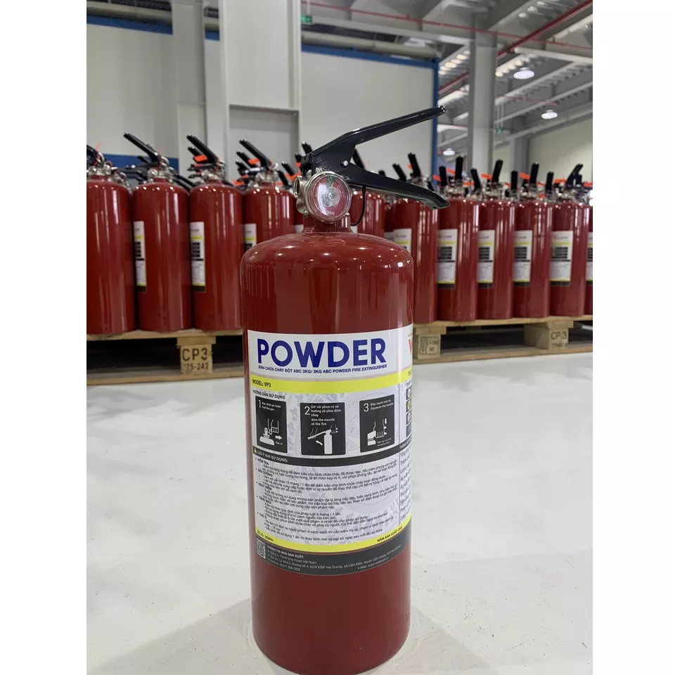 Fire extinguisher 3kg ABC Dry Powder Extinguisher for multiple purposes of fire distinguish From Vinafoam Vietnam