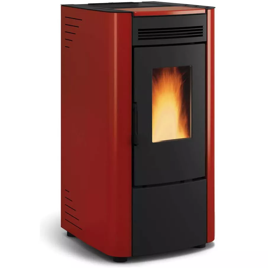 LEMO Pellet Stove Bordeaux 14 kW Fireplace Water Carrying Pellet Stove Heater Steel Red Customized