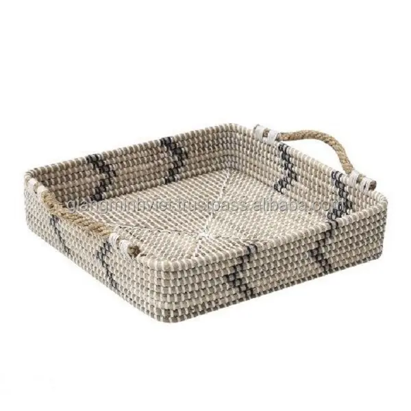 Best selling Handmade seagrass tray Woven seagrass serving tray boho decor rattan storage tray for Home Decor from Vietnam