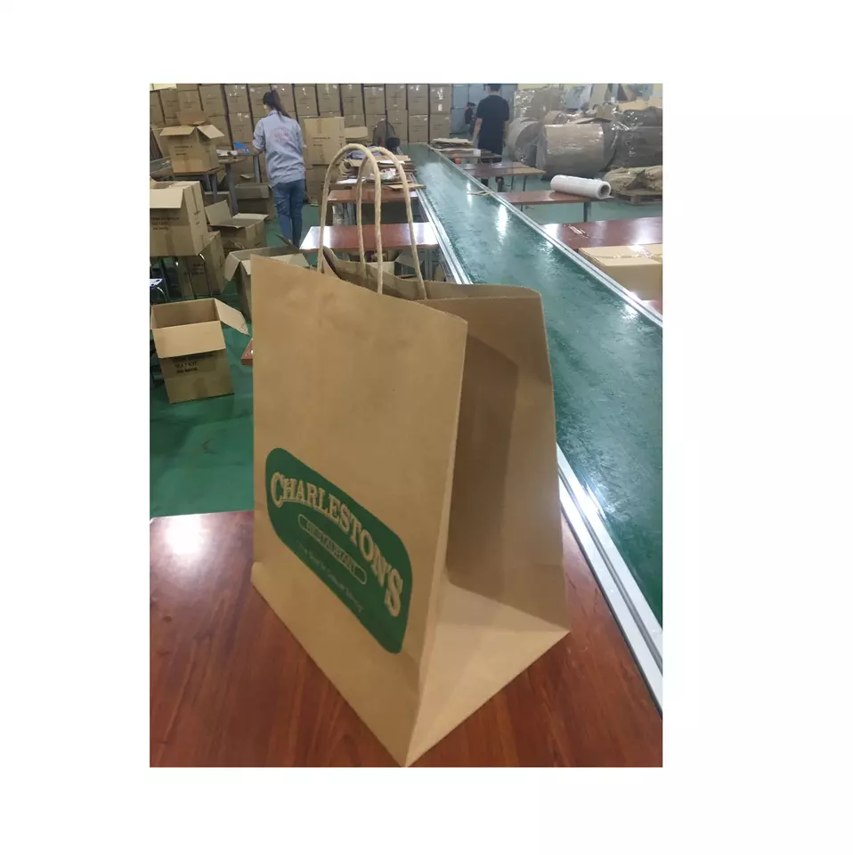 Factory Supplier Groceries Bag Kraft paper Paper bag with Twisted handle