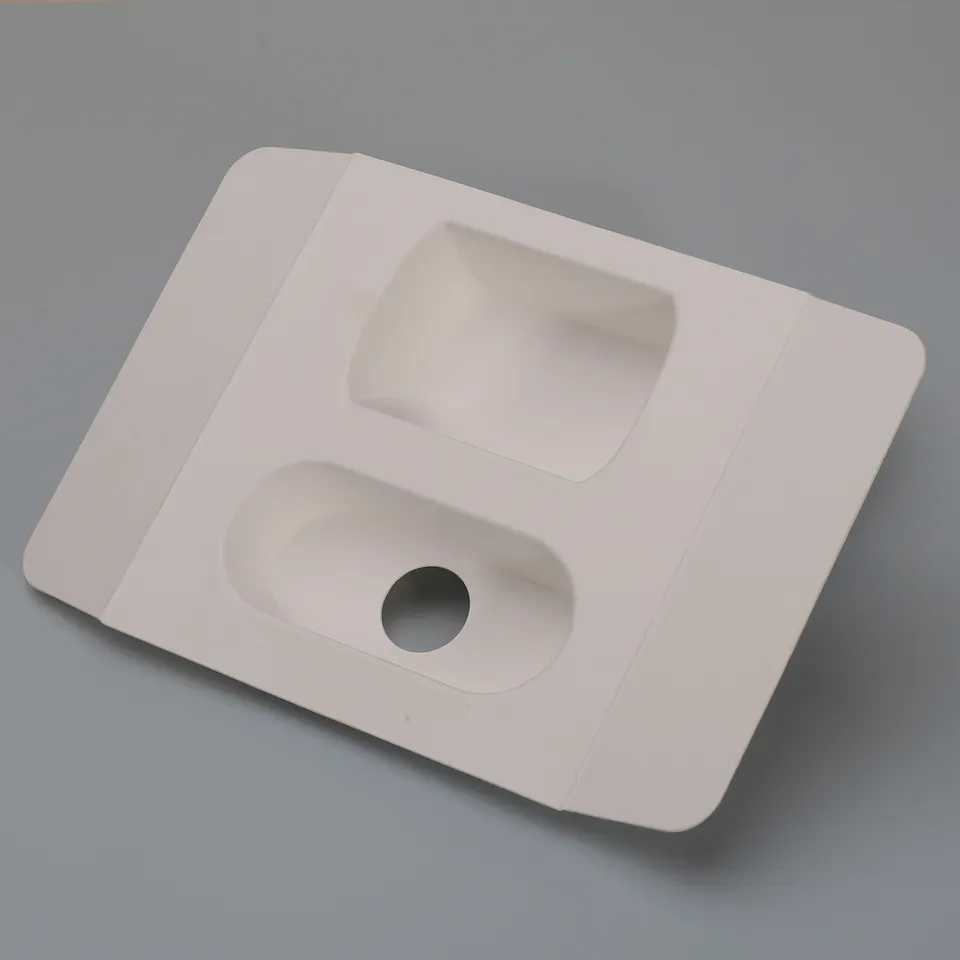 Eco-friendly biodegradable molded pulp tray insert packaging