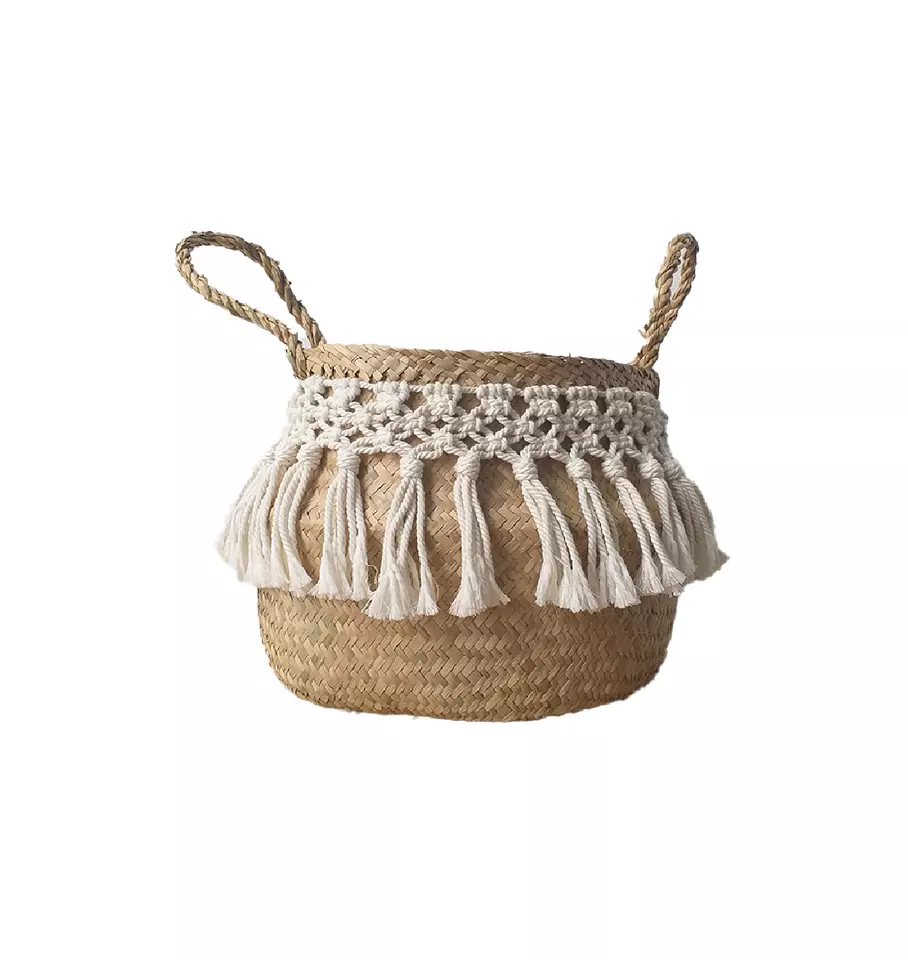 Rattan Seagrass Indoor Outdoor Cheap Price Low MOQ For Export Natural seagrass belly basket New Handmade Arrival Hot Sell
