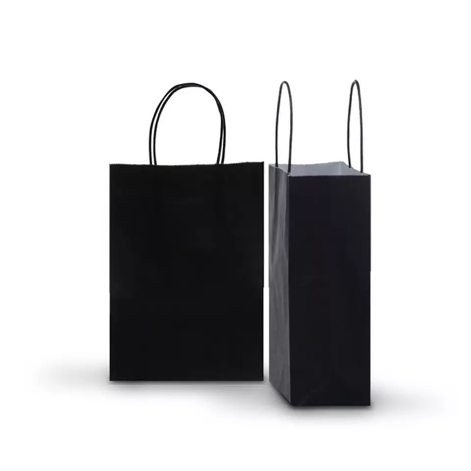 Manufacturer Custom Personalized Printed LOGO White Cardboard Shopping Gift Black Paper Bag