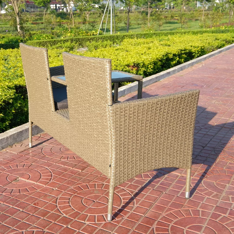 Patio Set garden bench rattan wicker love Chair Sets 2 Seats Garden Set Outdoor Furniture For outside