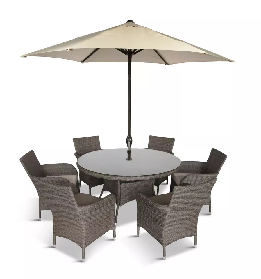 Wholesale round table sofa 140cm with 6 chairs made in Vietnam for indoor furniture decorative by 100% rattan