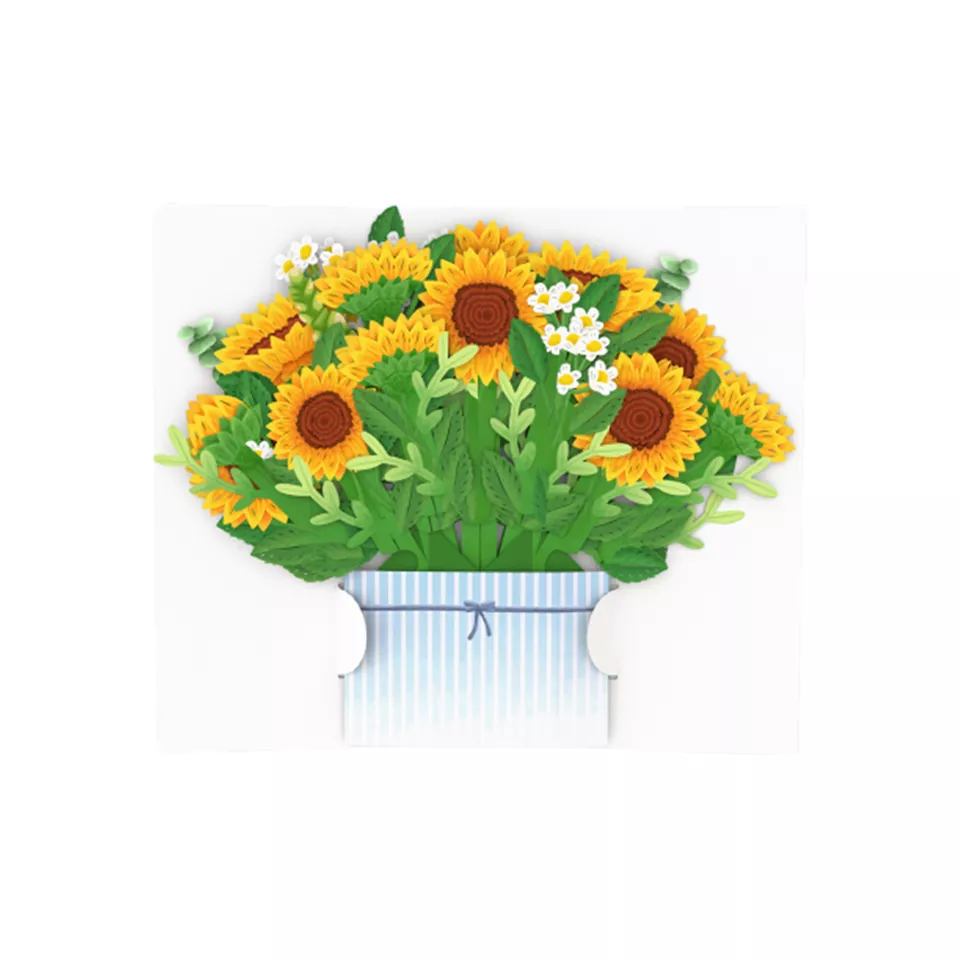 High Quality Pop up Paper Product Flower Bouquet Paper Handcraft Sunflower Pattern