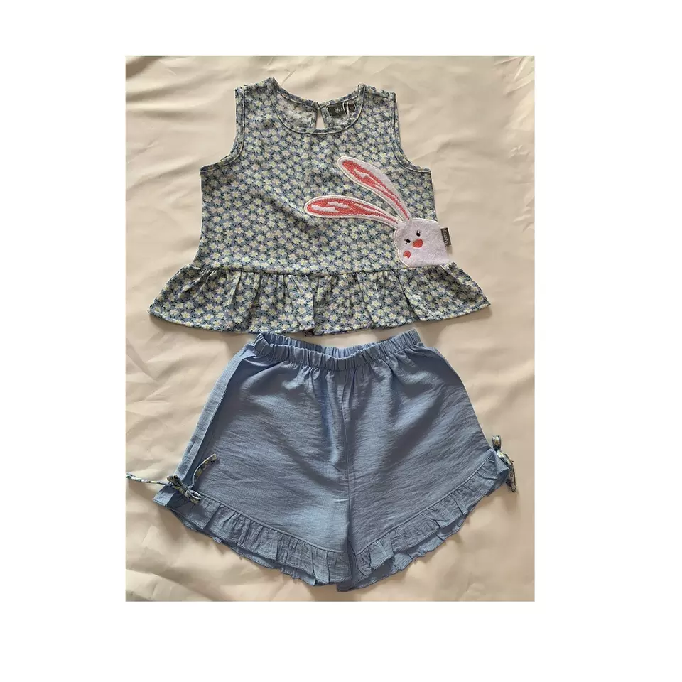 Manufacture acceptable quality price design support best material kids clothing girls Girls Clothing Set 1 Blue from Vietnam