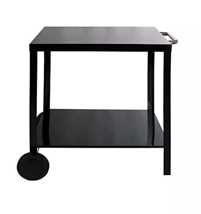 Best Seller Trend Outdoor Kitchen BBQ Black Steel table Trolley for Plancha free standing portable BBQ camping table