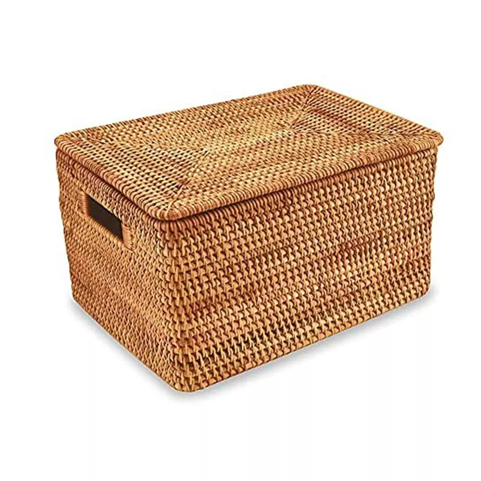 Rattan Storage Basket with Lid Neatening Storage Top Price Low MOQ Hot Selling OEM ODM Service Household Stackable New trend
