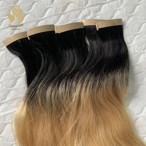 wholesale factory price stock fast shipping double drawn virgin remy tape in human vietnamese hair extensions