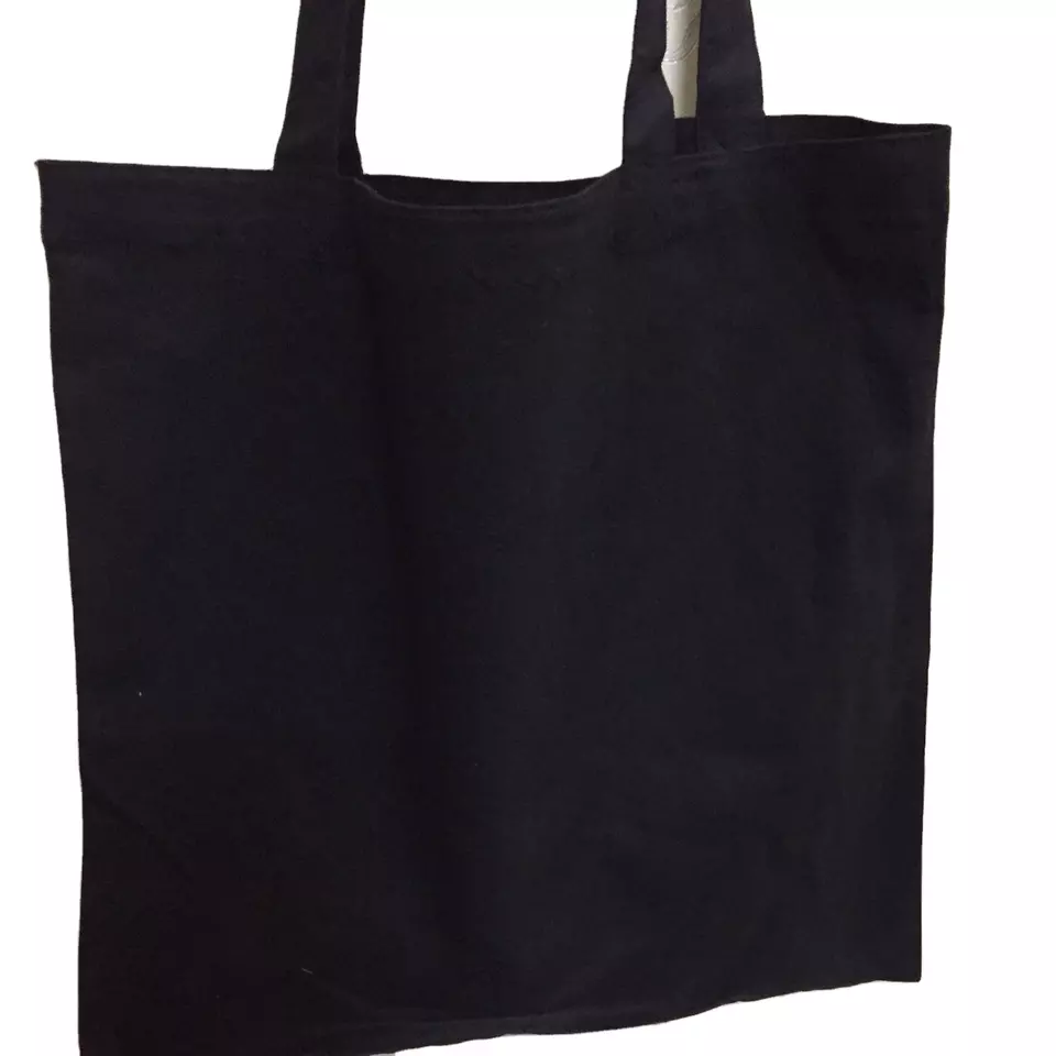 Thin fabric black canvas shopping bag