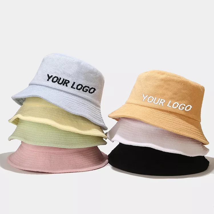 2022 Autumn Winter Fashion Solid Color Customised LOGO Towel Embroidery Bucket Hat Unisex