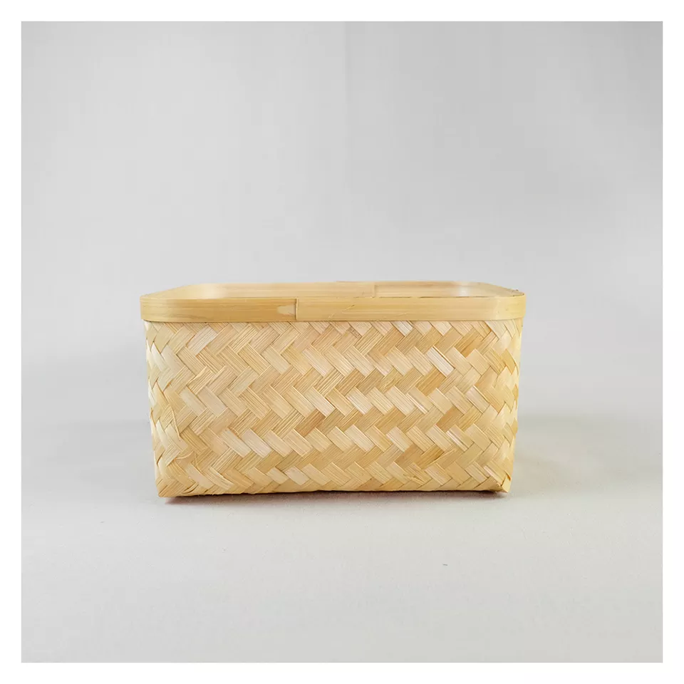 Bamboo Basket Handmade Basket High Quality Eco Friendly Wholesale Manufacture Woven Natural Palm Leaf Gift Bamboo Packaging Box