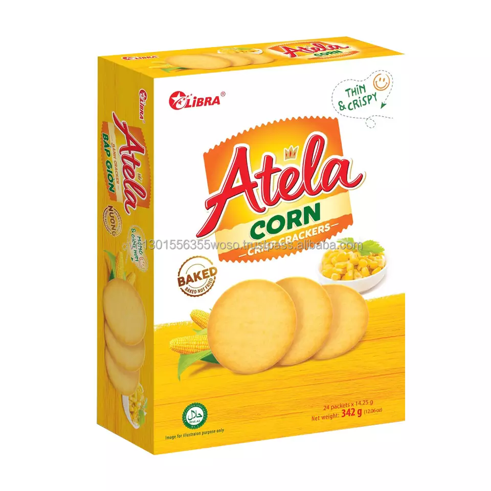 342Gr Corn Flavored Crispy Cracker Biscuits for Daily Eating