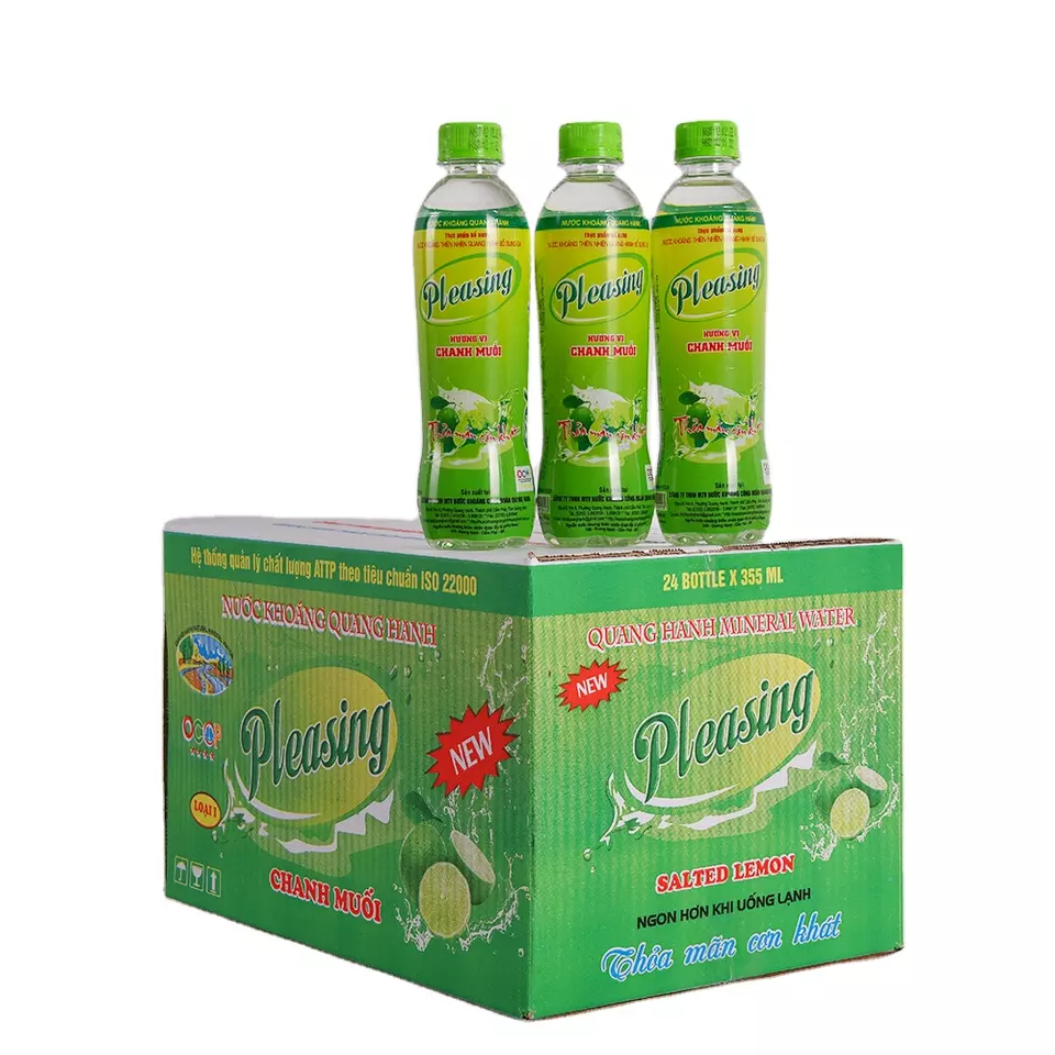 Quang Hanh Mineral Water - Salted Lemon Mineral Water Pleasing Good Healthy Tasty Products Best Quality 355ml Drinking Water
