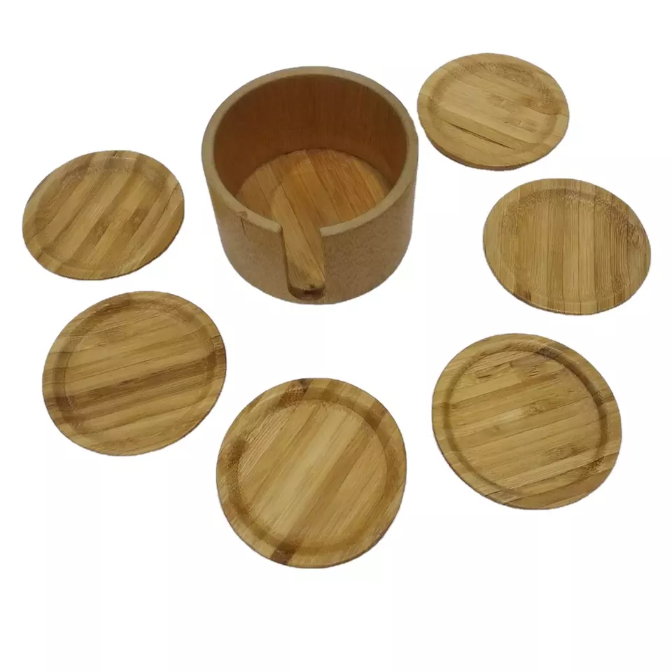 Wholesale stock bamboo coasters for coffee tea cup