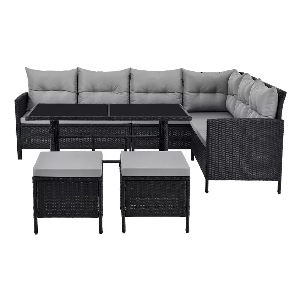 Durable Using Low Price L Furniture Cheap Living Room Sectional Sofas Set Black painted Temple glass - 5mm