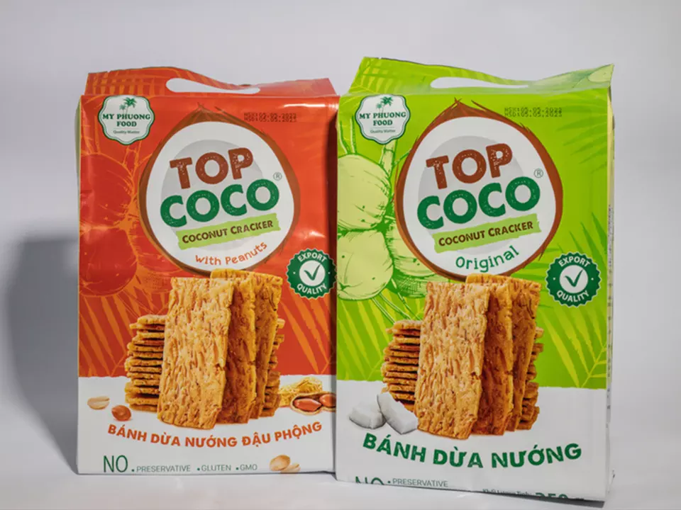 TOPCOCO - Coconut Cracker - High Quality Biscuits - Crunchy and Delicious baked roasted Coconut Cracker 250g