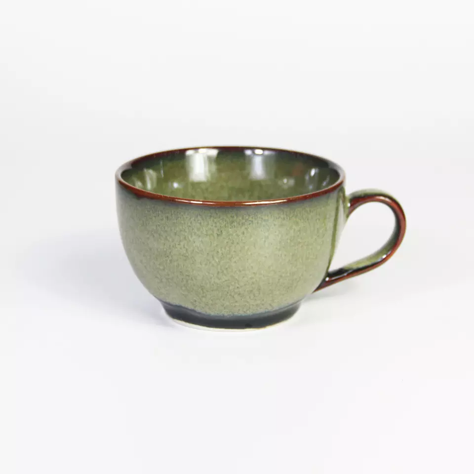 Porcelain Ceramic Coffee Mugs Moss Cappuccino Cup with Handle 10x6cm