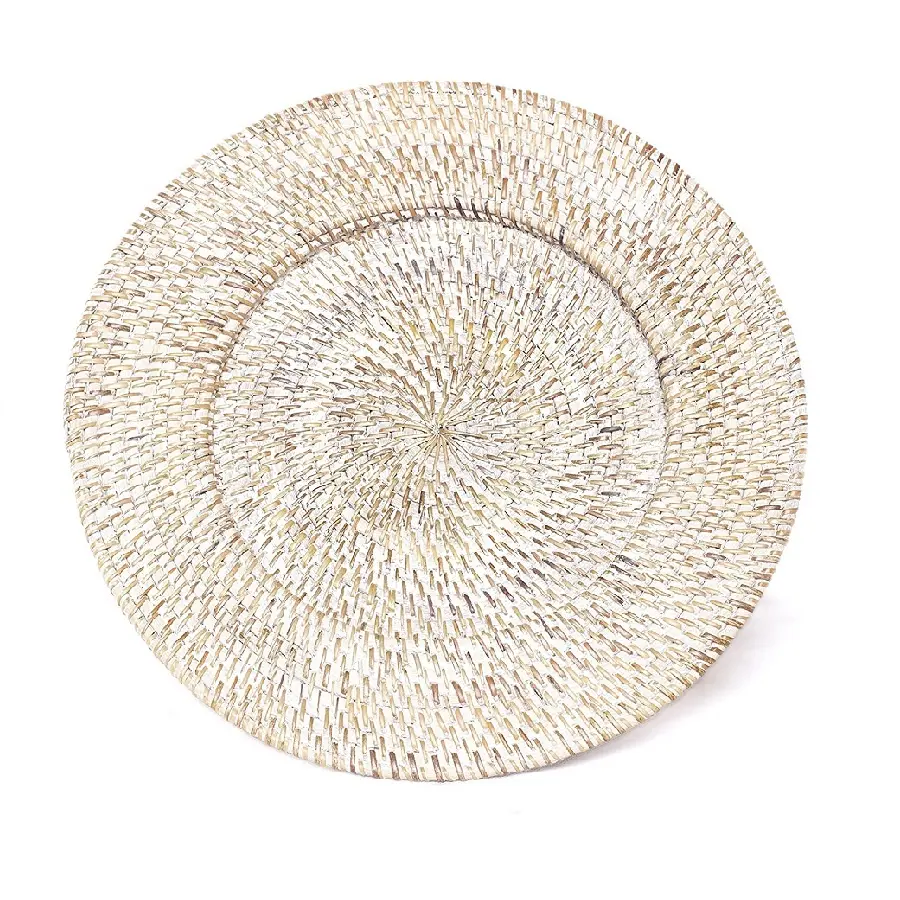 Hot Trend White Round Rattan Charger Plates Wholesale Handicraft Manufacturer Dinner Sets Charger Plate