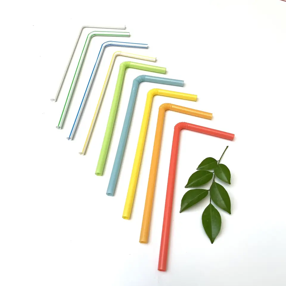 Fleexible PP Colorful/Stripe Drinking Plastic Straws