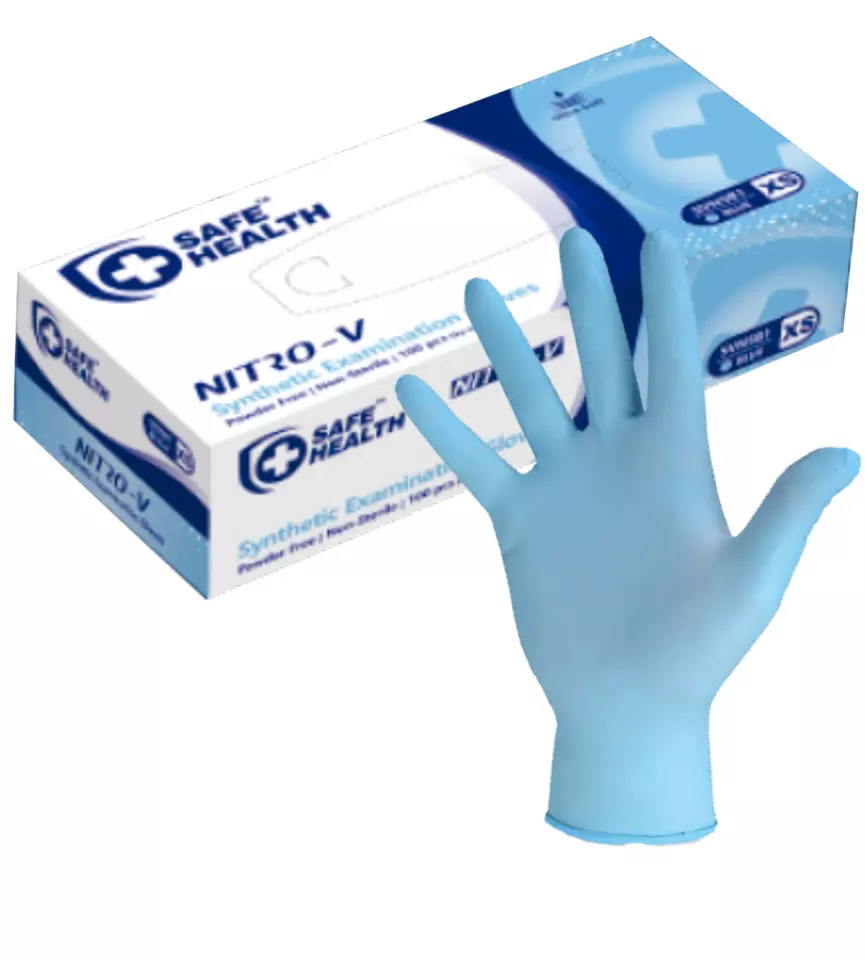 Synthetic nitrile Glov es Disposable Blue vet Use Latex & Powder Free Ambidextrous Large & Small Size
