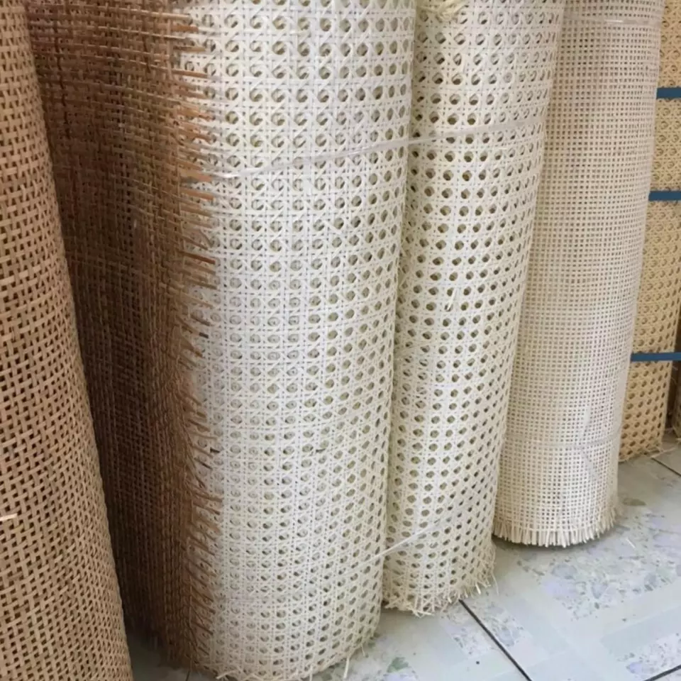 Bleached Natural Rattan Cane Hexagon Weave Cane Webbing Roll for DIY Projects Rattan Furniture Wholesale in Vietnam