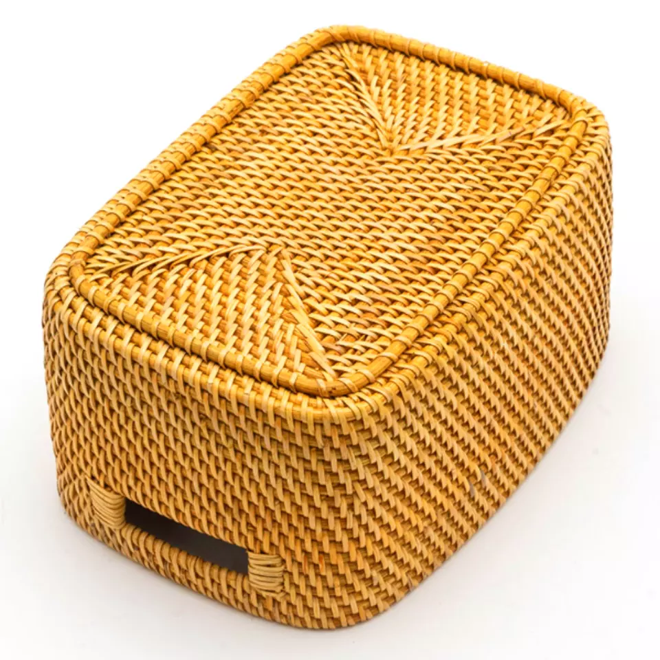 Amazon Hot Sale Rectangle Rattan Woven Storage Basket With Lid OEM Customized Style Ready To Ship Low MOQ From Viet Nam