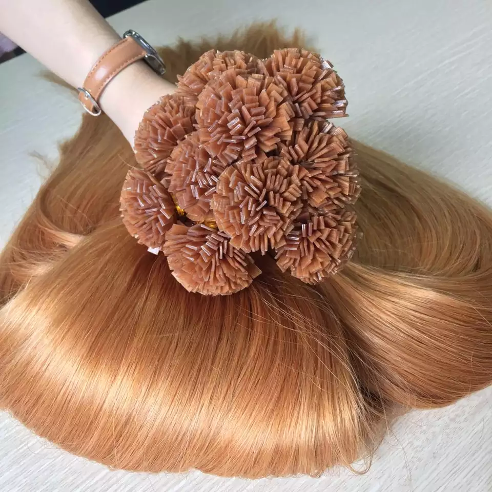 Flat Tip Luxury Quality Keratin Pre Bond Vietnamese Human Hair Double Drawn Orange Color BELADY HAIR
