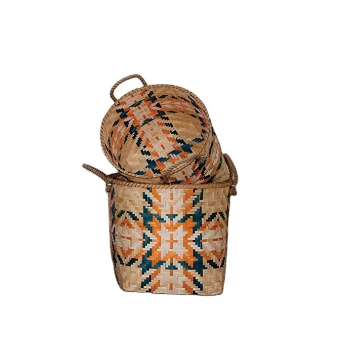 Bamboo and rattan basket Large square basket for home decoration basket for foreign goods handicrafts