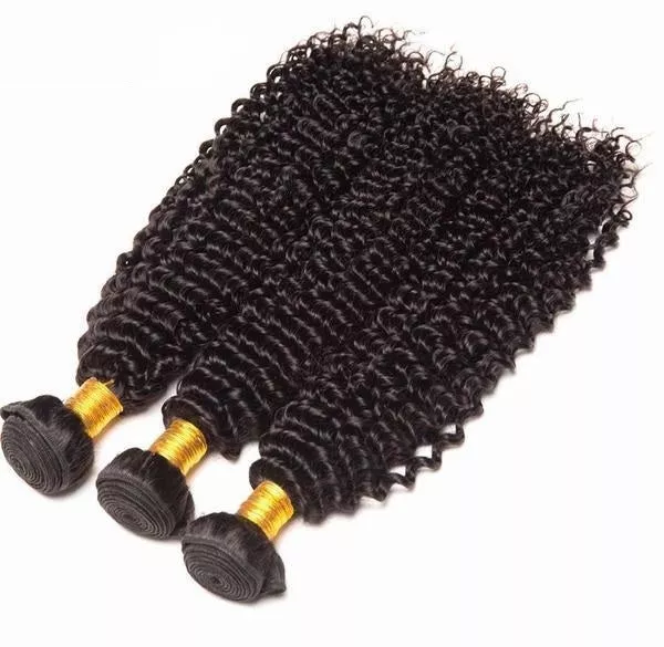 Black Kinky Curly Human Hair Bundles 100% Virgin Real Human Hair Weave Bundles made in Viet Nam Black Color