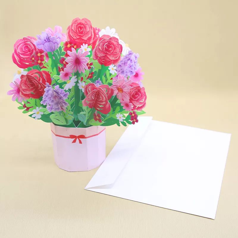 Paper Pop Up Cards Forever Flower Rosies Bouquet 3D Popup Greeting Cards with Note Card and Envelope