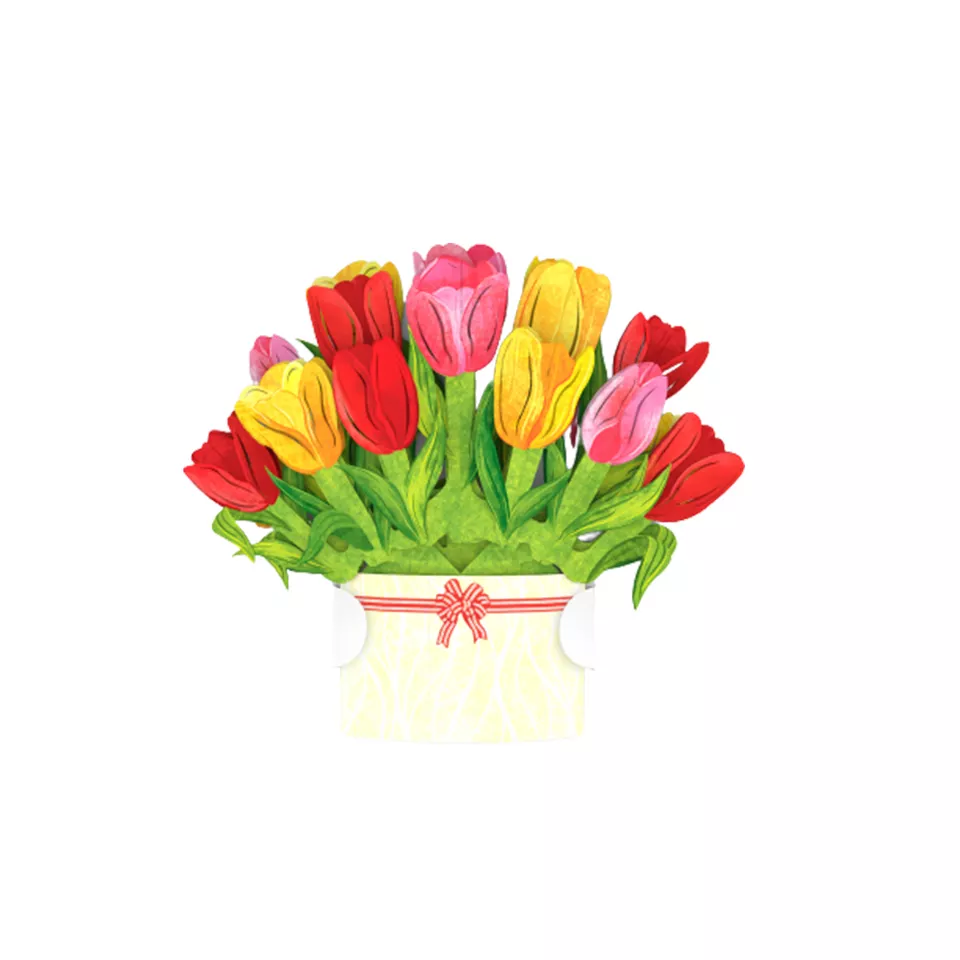 Wholesale Flower Bouquet Handcraft Paper Gift Craft Popup Paper Florist Tulip Type